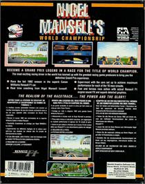 Box back cover for Nigel Mansell's World Championship on the Atari ST.