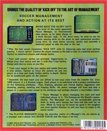 Box back cover for Player Manager on the Atari ST.