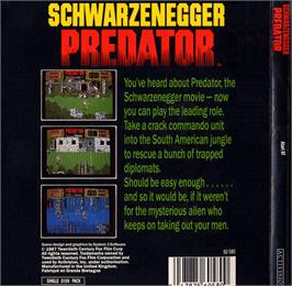 Box back cover for Predator on the Atari ST.