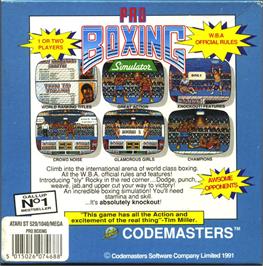 Box back cover for Pro Boxing Simulator on the Atari ST.