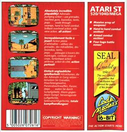 Box back cover for SAS Combat Simulator on the Atari ST.