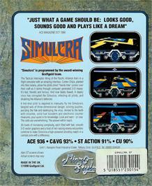 Box back cover for Simulcra on the Atari ST.