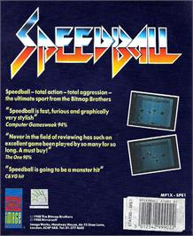 Box back cover for Speedball on the Atari ST.
