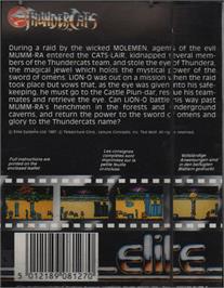 Box back cover for Thundercats on the Atari ST.