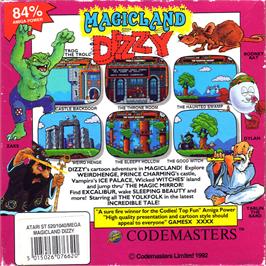 Box back cover for Treasure Island Dizzy on the Atari ST.