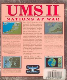 Box back cover for UMS II: Nations at War on the Atari ST.