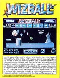 Box back cover for Wizball on the Atari ST.