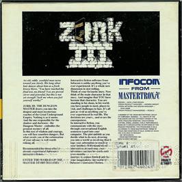 Box back cover for Zork III: The Dungeon Master on the Atari ST.