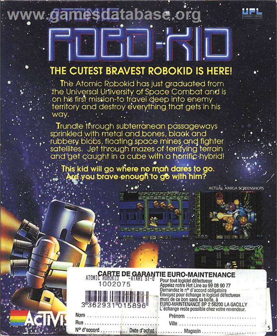 Atomic Robo-Kid - Atari ST - Artwork - Box Back