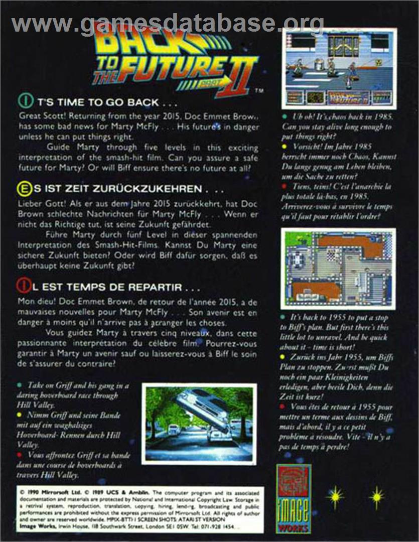 Back to the Future 2 - Atari ST - Artwork - Box Back