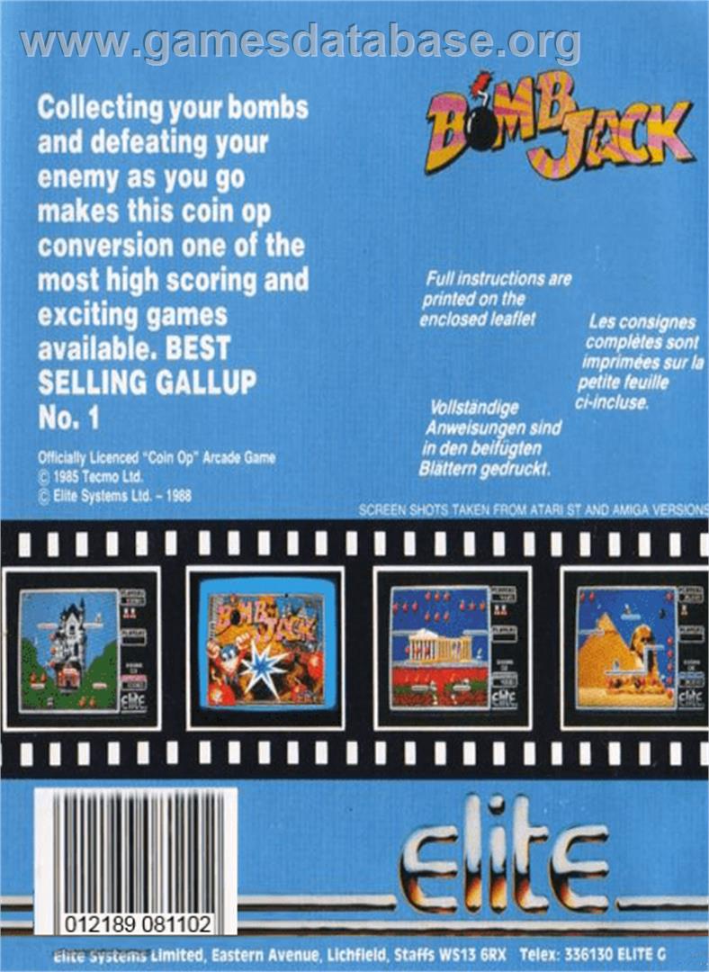 Bomb Jack - Atari ST - Artwork - Box Back