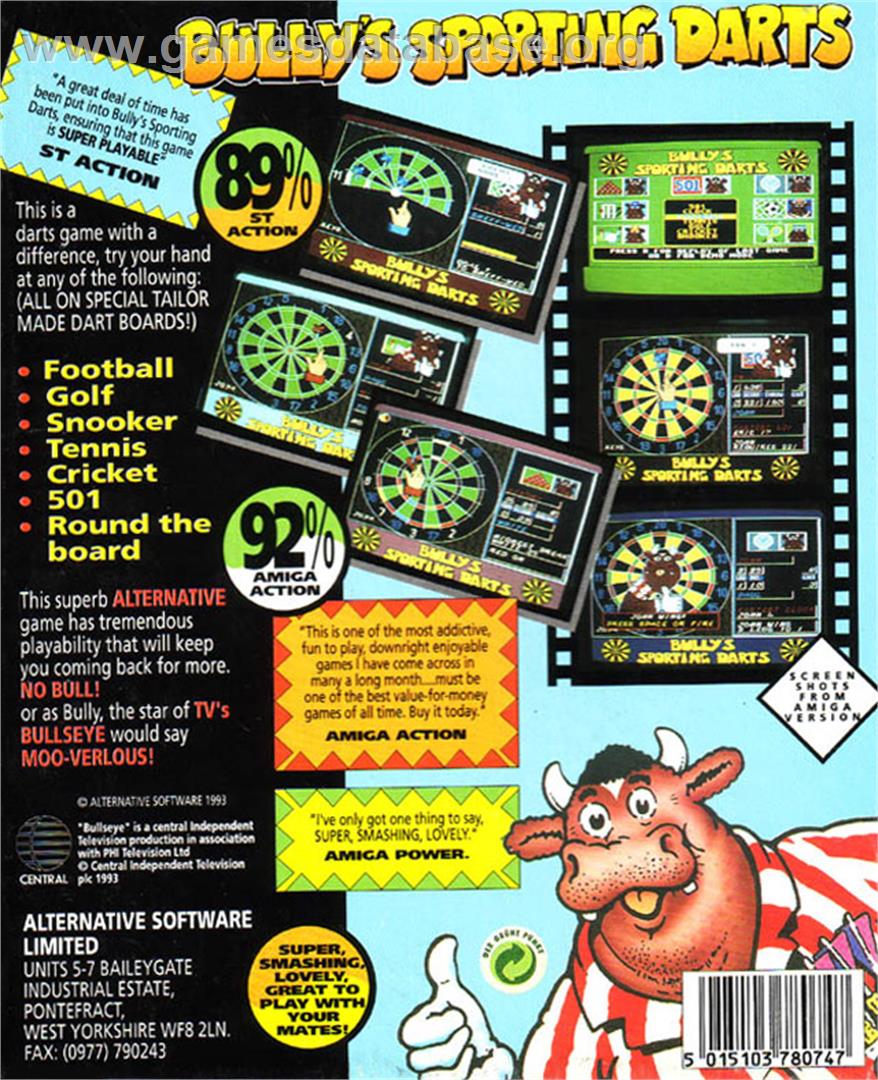 Bully's Sporting Darts - Atari ST - Artwork - Box Back