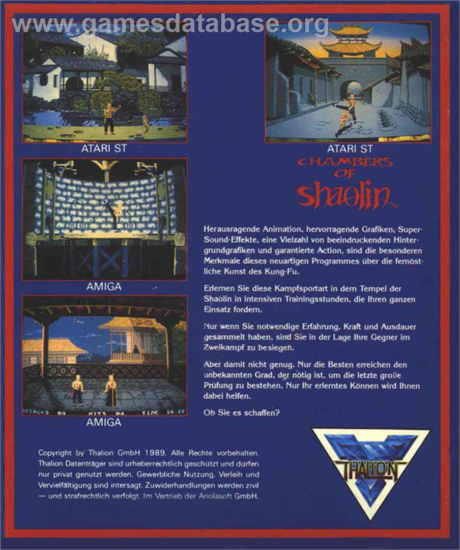 Chambers of Shaolin - Atari ST - Artwork - Box Back