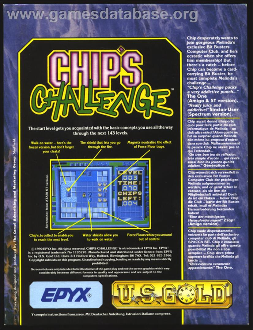 Chip's Challenge - Atari ST - Artwork - Box Back