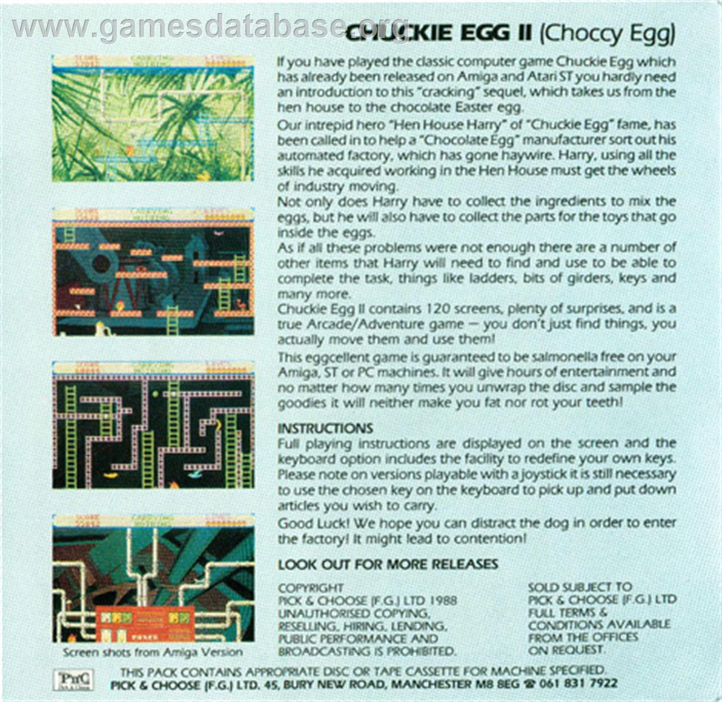 Chuckie Egg 2 - Atari ST - Artwork - Box Back