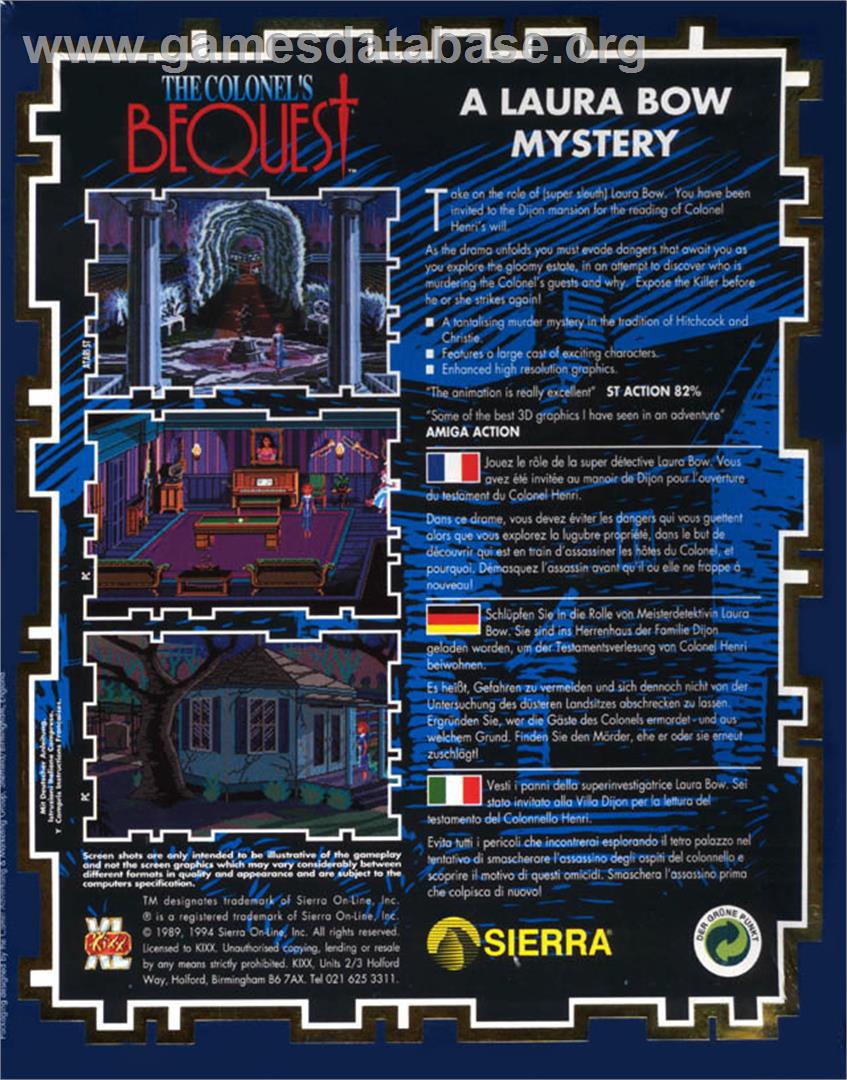 Colonel's Bequest - Atari ST - Artwork - Box Back