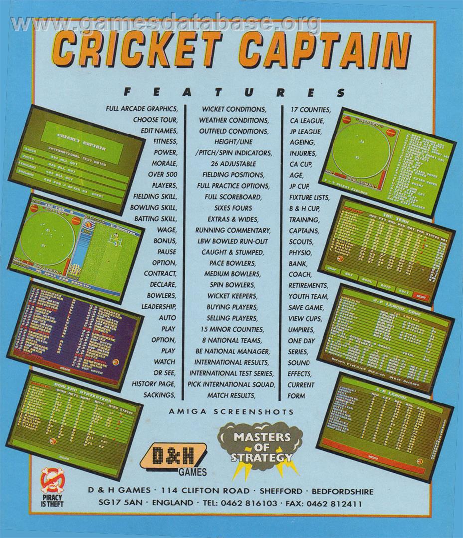 Cricket Captain - Atari ST - Artwork - Box Back