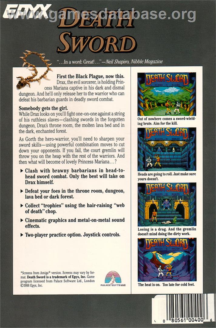 Death Sword - Atari ST - Artwork - Box Back