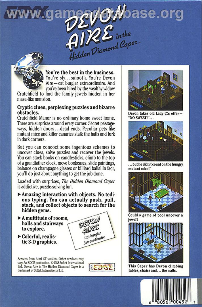 Devon Aire in the Hidden Diamond Caper - Atari ST - Artwork - Box Back