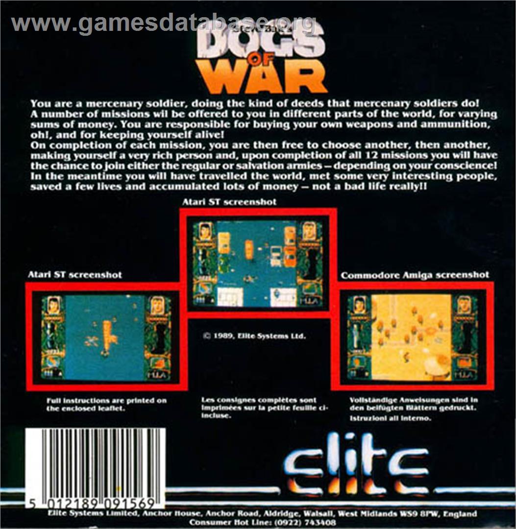 Dogs of War - Atari ST - Artwork - Box Back