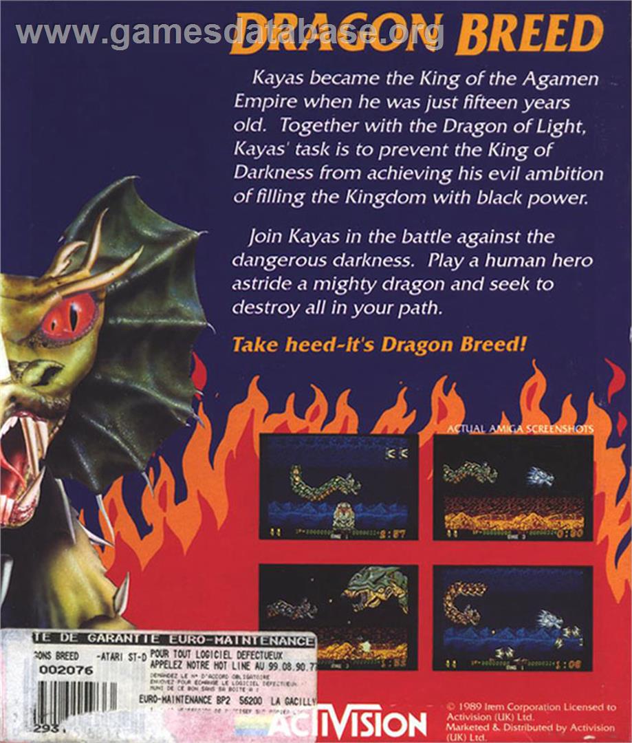 Dragon Breed - Atari ST - Artwork - Box Back