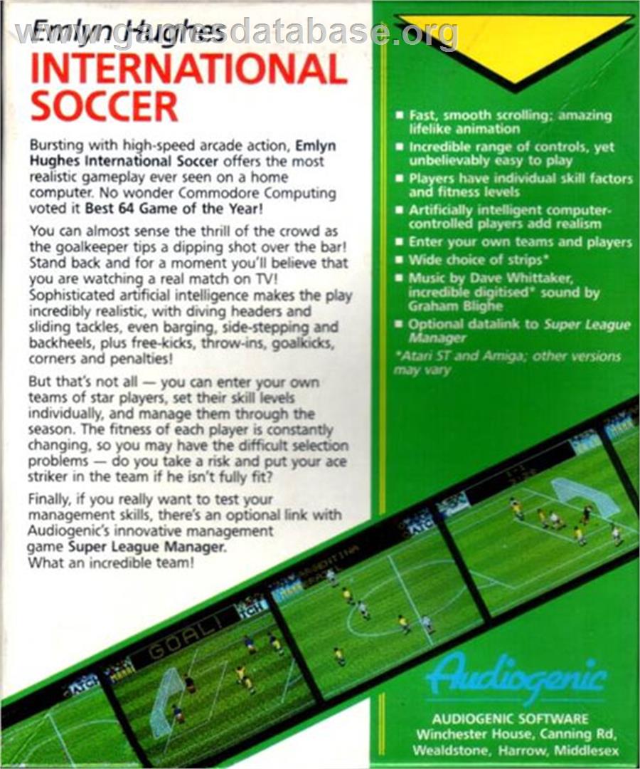 Emlyn Hughes International Soccer - Atari ST - Artwork - Box Back