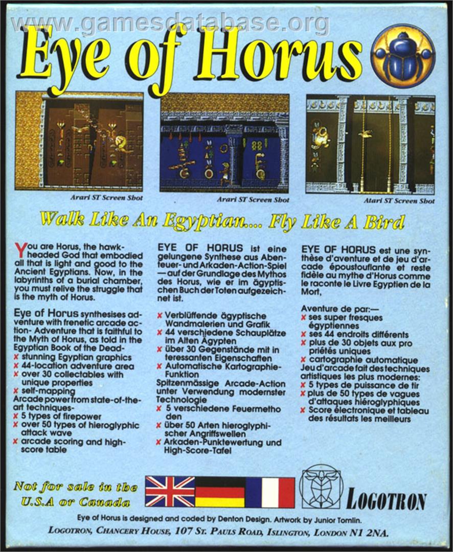Eye of Horus - Atari ST - Artwork - Box Back