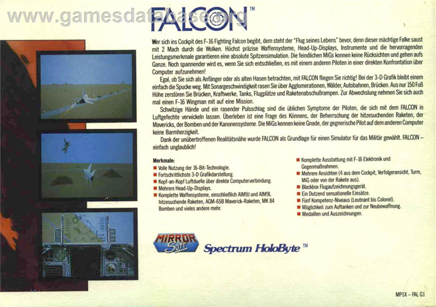Falcon - Atari ST - Artwork - Box Back