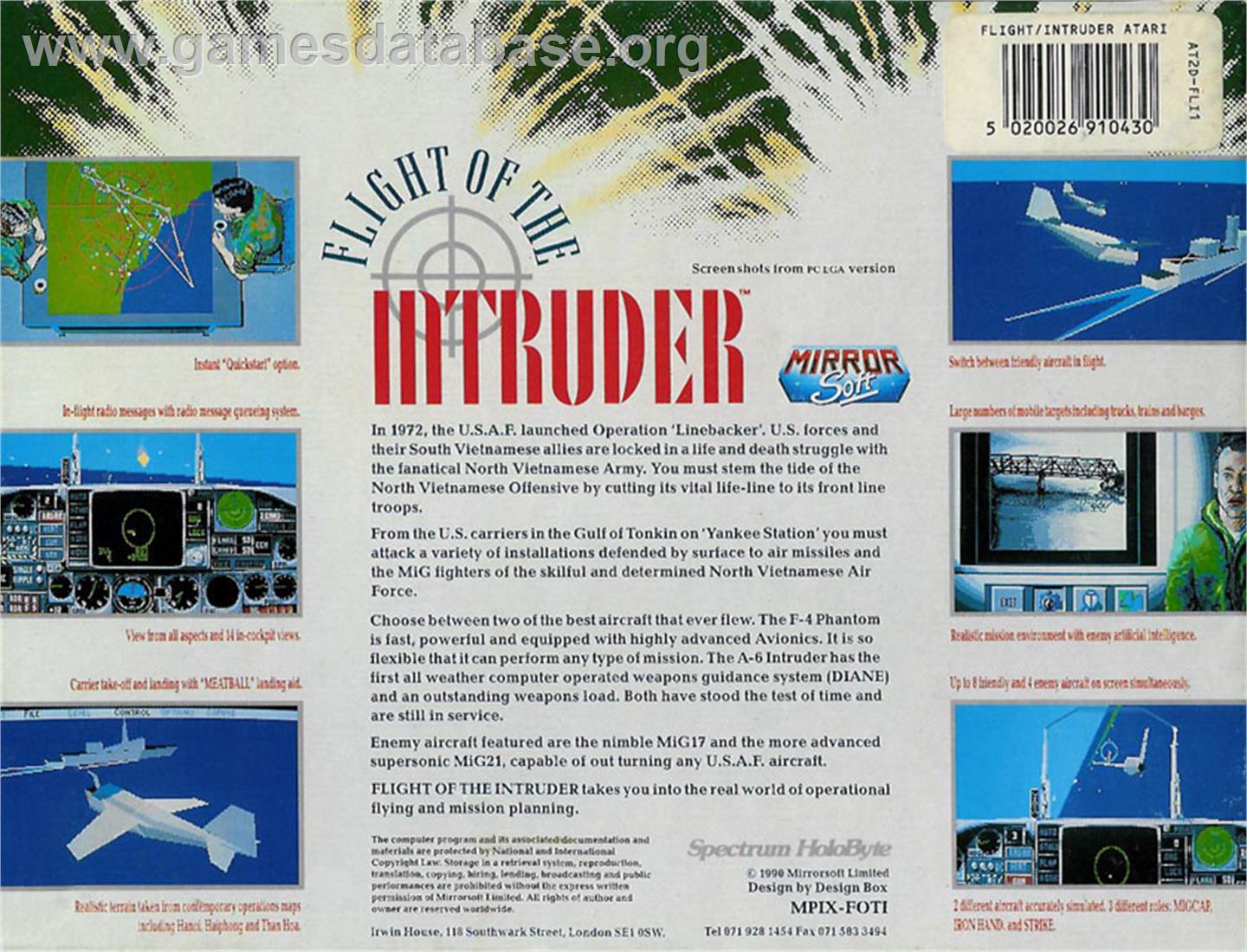 Flight of the Intruder - Atari ST - Artwork - Box Back