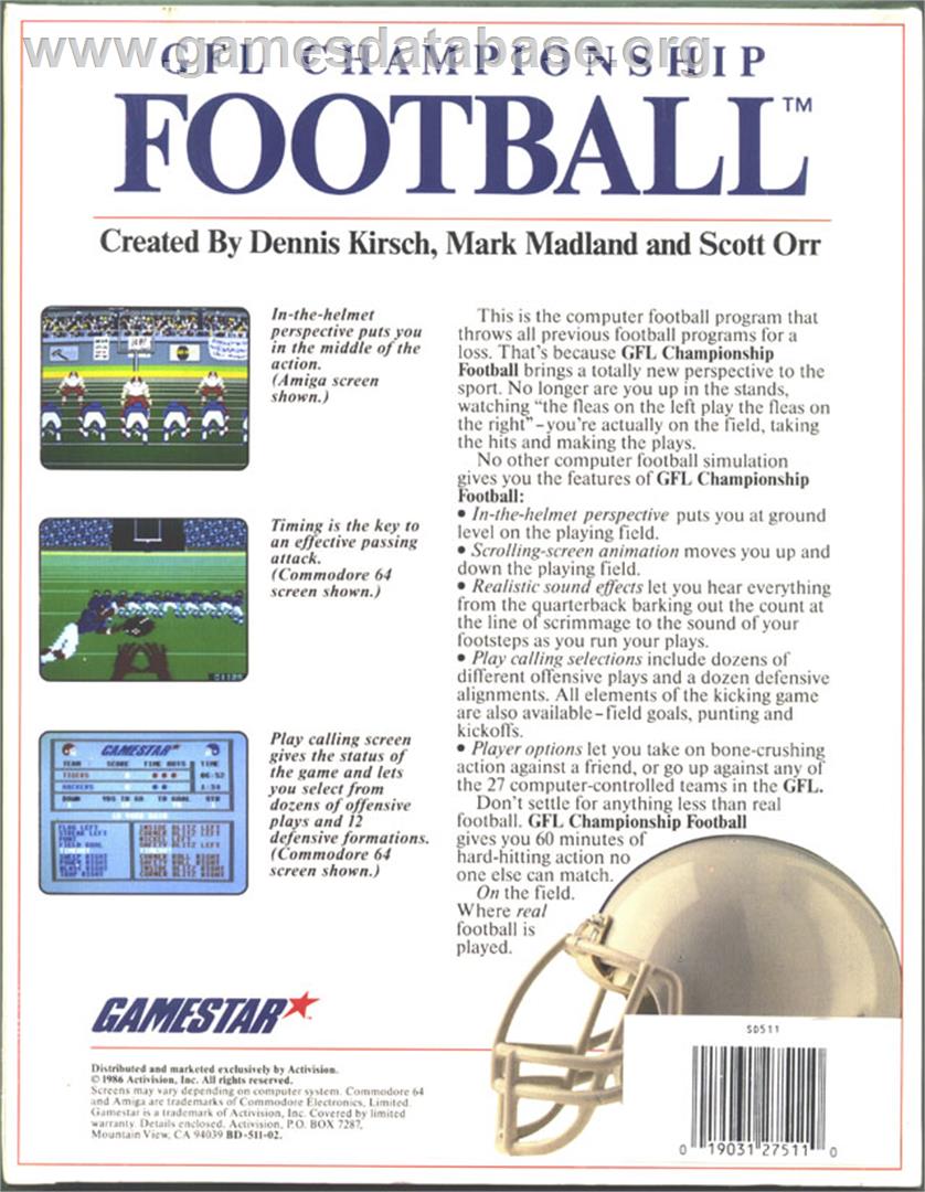 GFL Championship Football - Atari ST - Artwork - Box Back