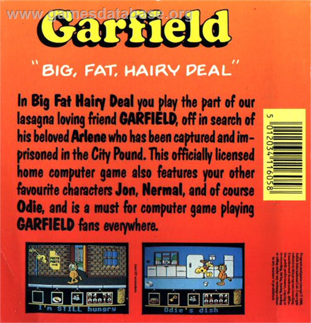 Garfield: Big, Fat, Hairy Deal - Atari ST - Artwork - Box Back