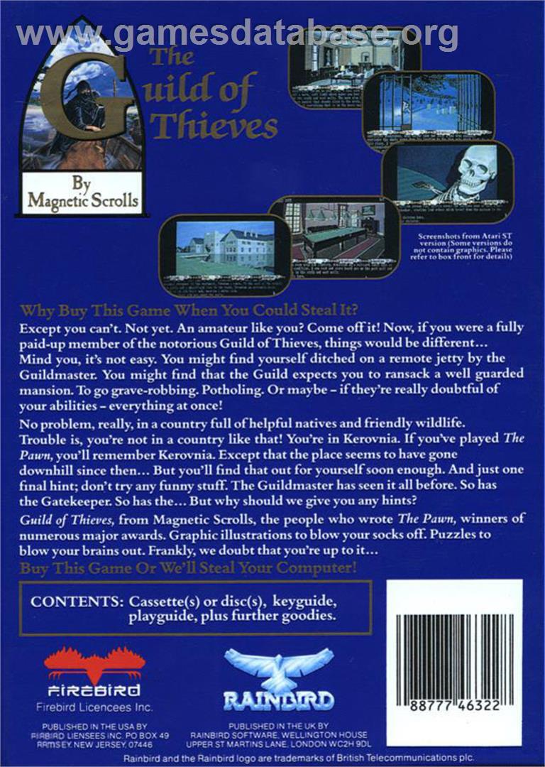 Guild of Thieves - Atari ST - Artwork - Box Back