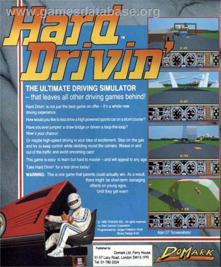 Hard Drivin' - Atari ST - Artwork - Box Back