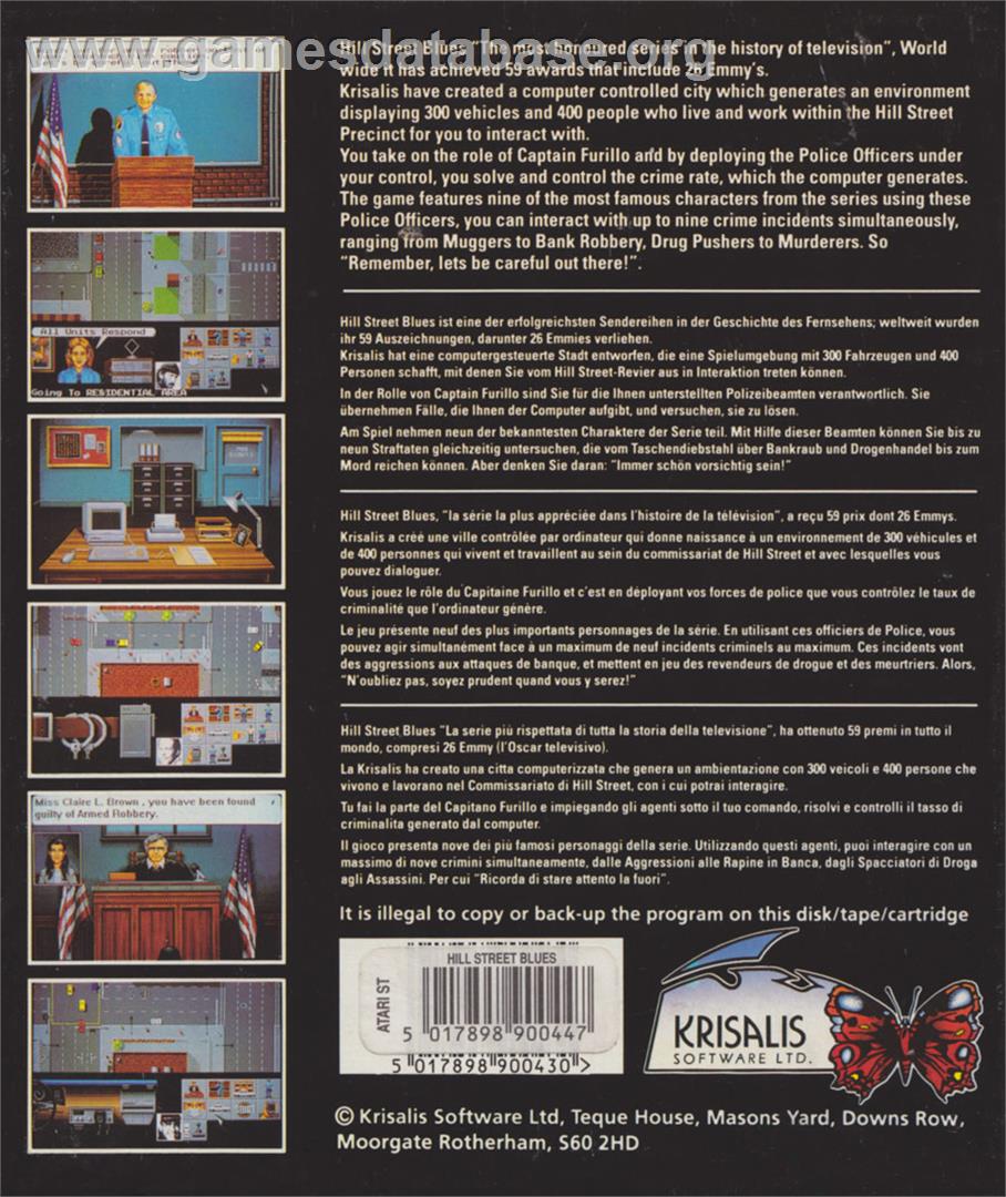 Hill Street Blues - Atari ST - Artwork - Box Back