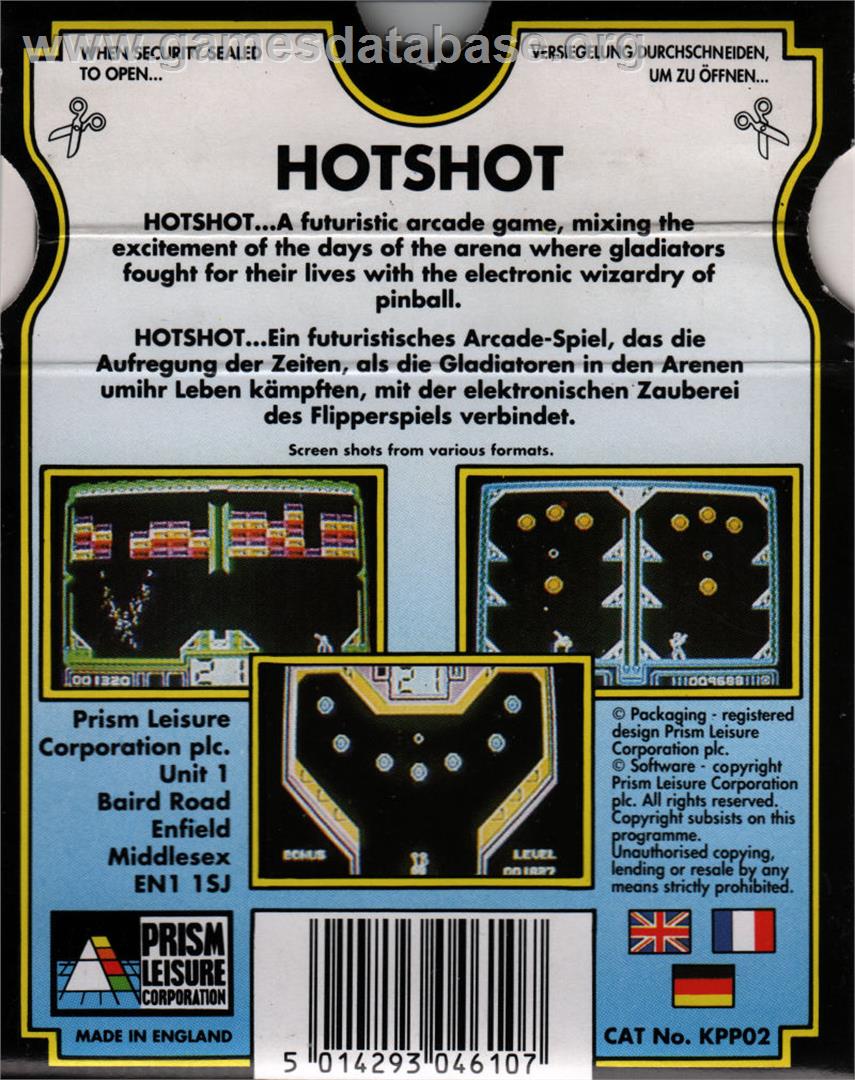 Hot Shot - Atari ST - Artwork - Box Back