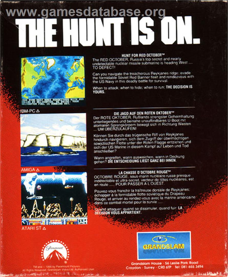 Hunt for Red October - Atari ST - Artwork - Box Back