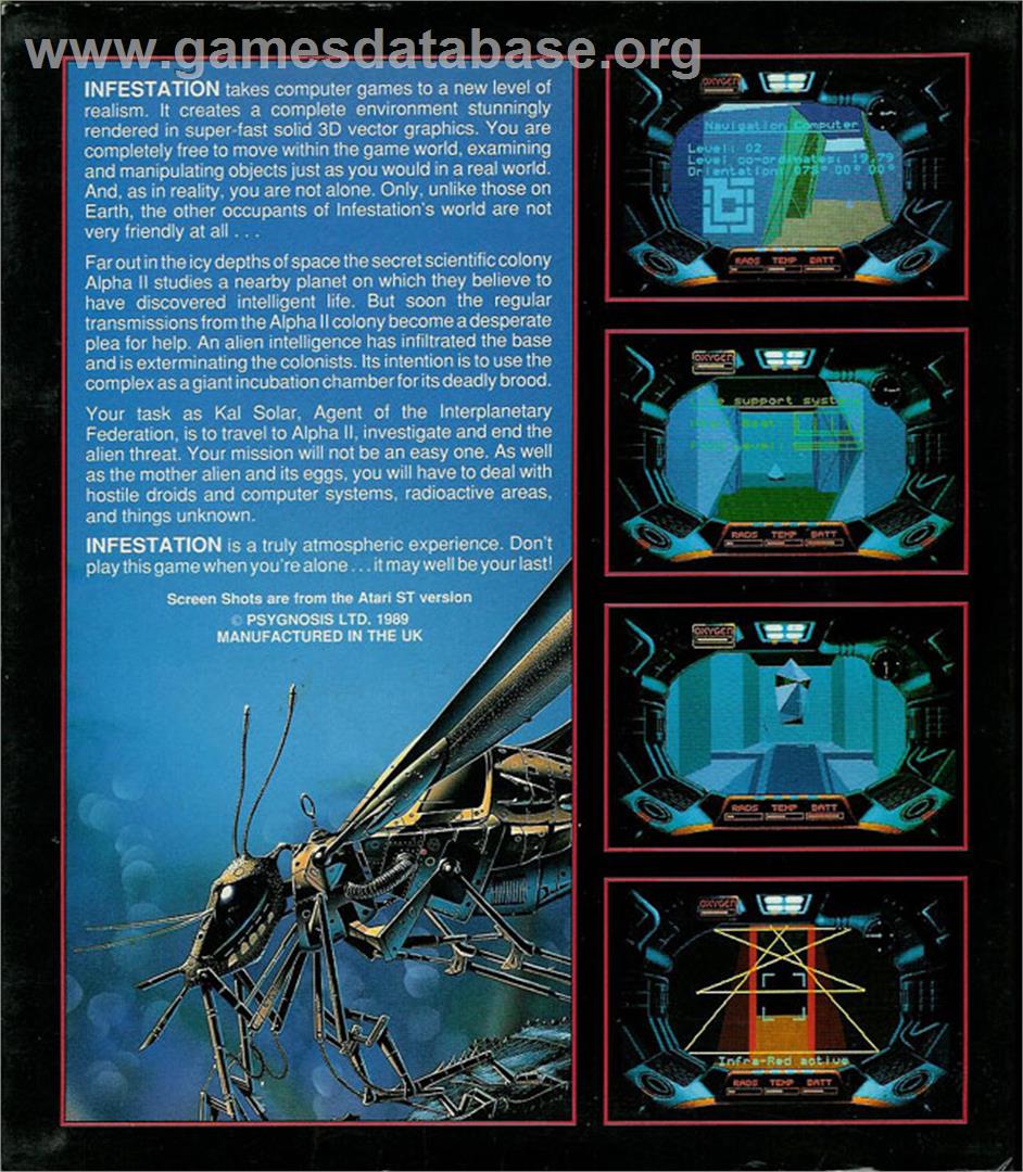 Infestation - Atari ST - Artwork - Box Back