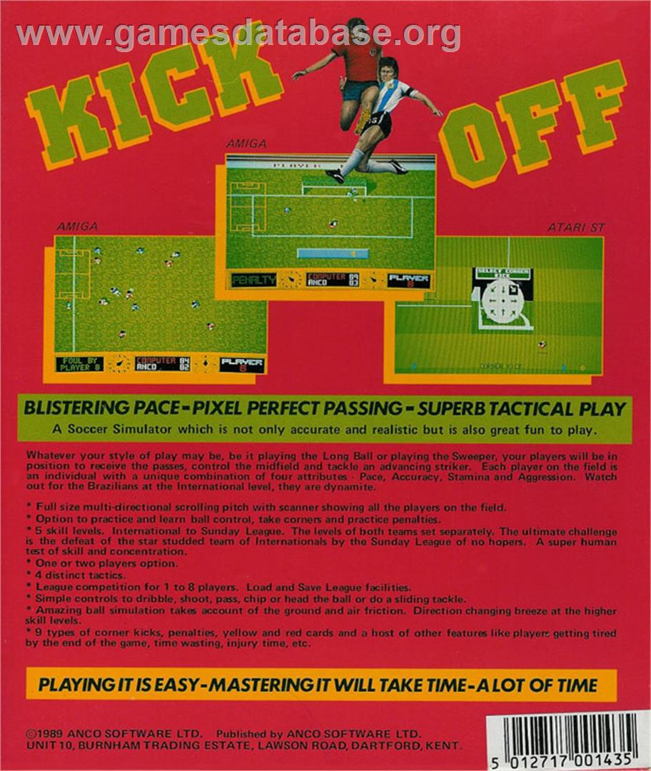 Kick Off: Extra Time - Atari ST - Artwork - Box Back