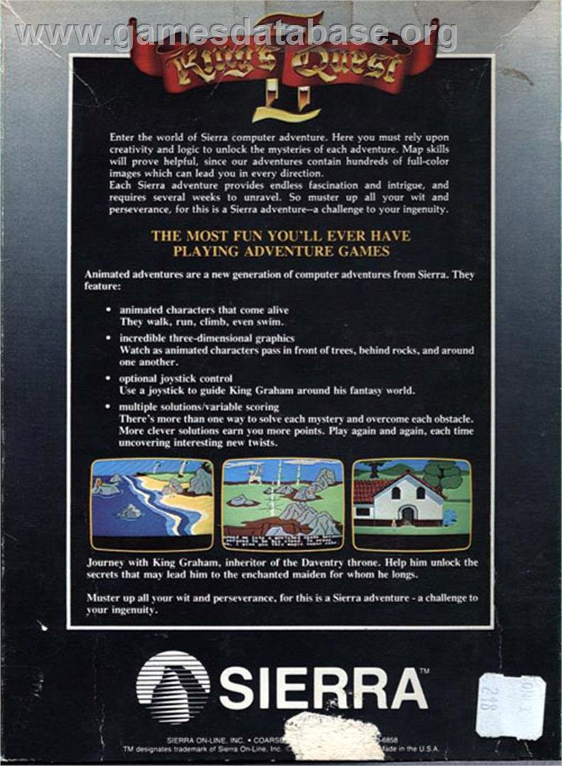 King's Quest II: Romancing the Throne - Atari ST - Artwork - Box Back