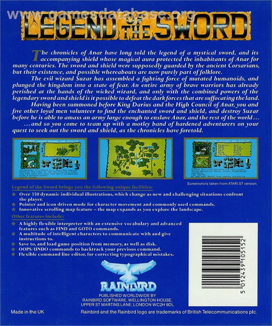 Legend of the Sword - Atari ST - Artwork - Box Back