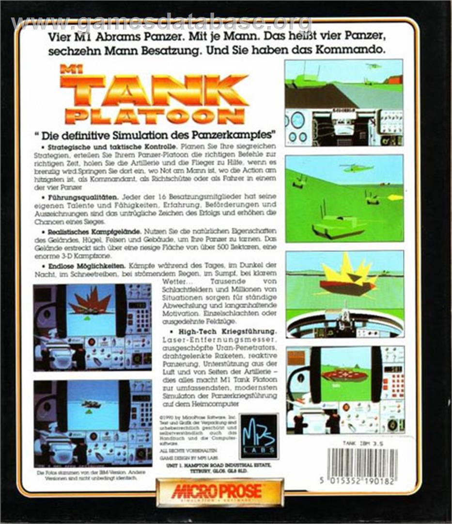 M1 Tank Platoon - Atari ST - Artwork - Box Back
