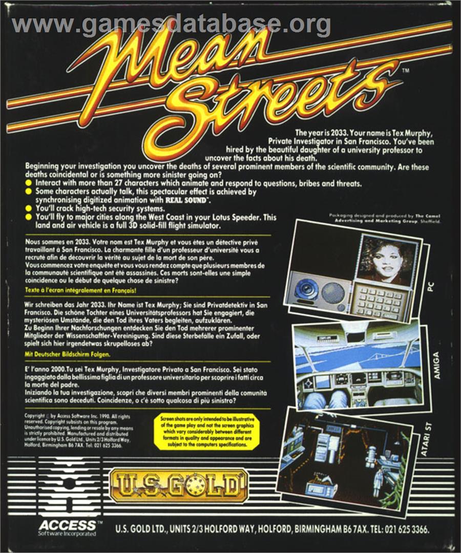 Mean Streets - Atari ST - Artwork - Box Back