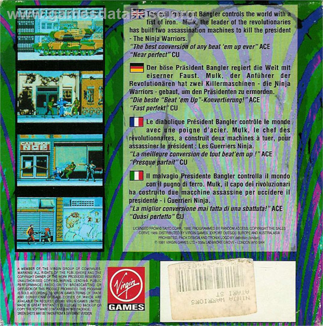 Ninja Warriors, The - Atari ST - Artwork - Box Back