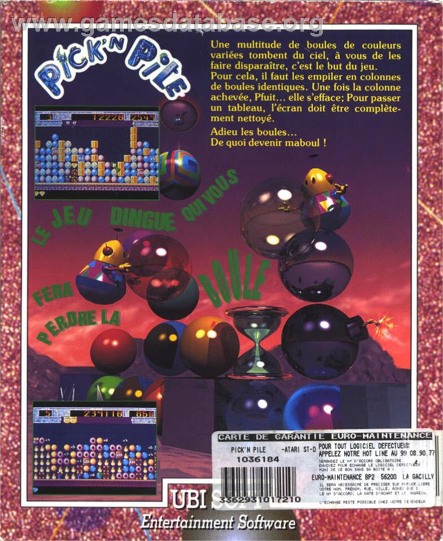 Pick 'n' Pile - Atari ST - Artwork - Box Back