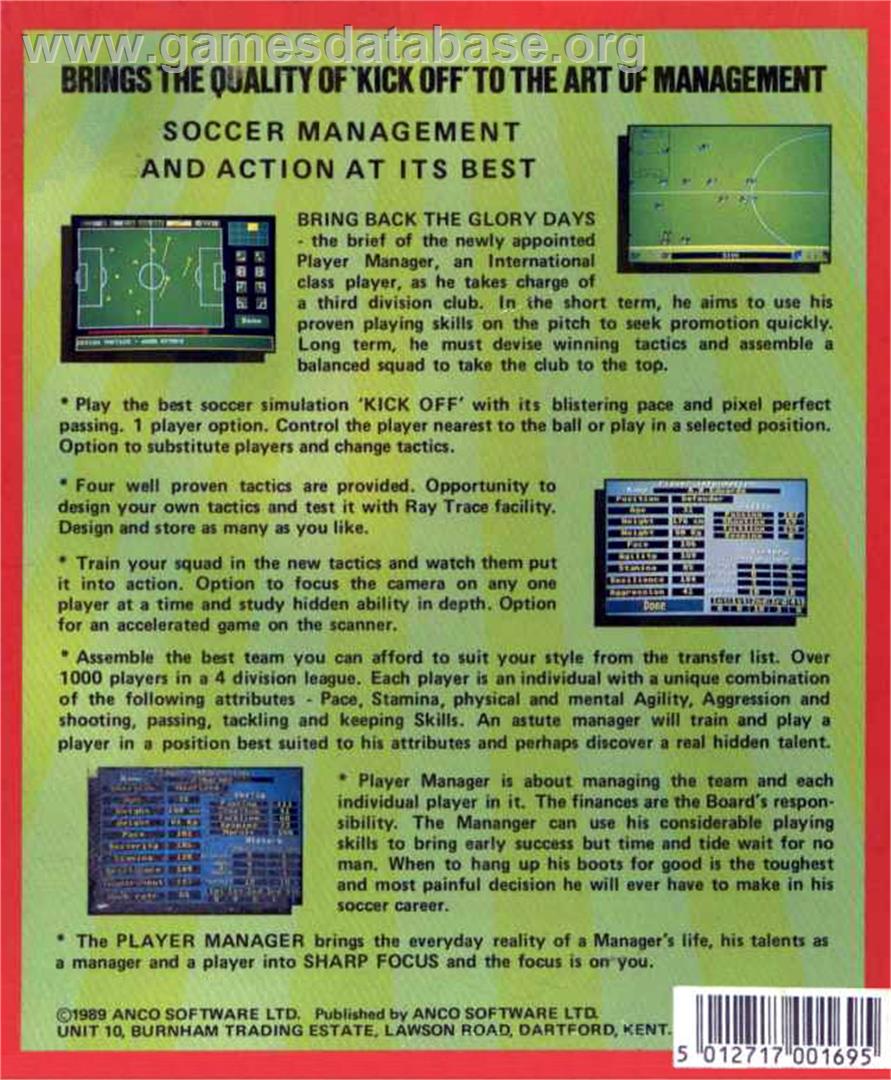 Player Manager - Atari ST - Artwork - Box Back