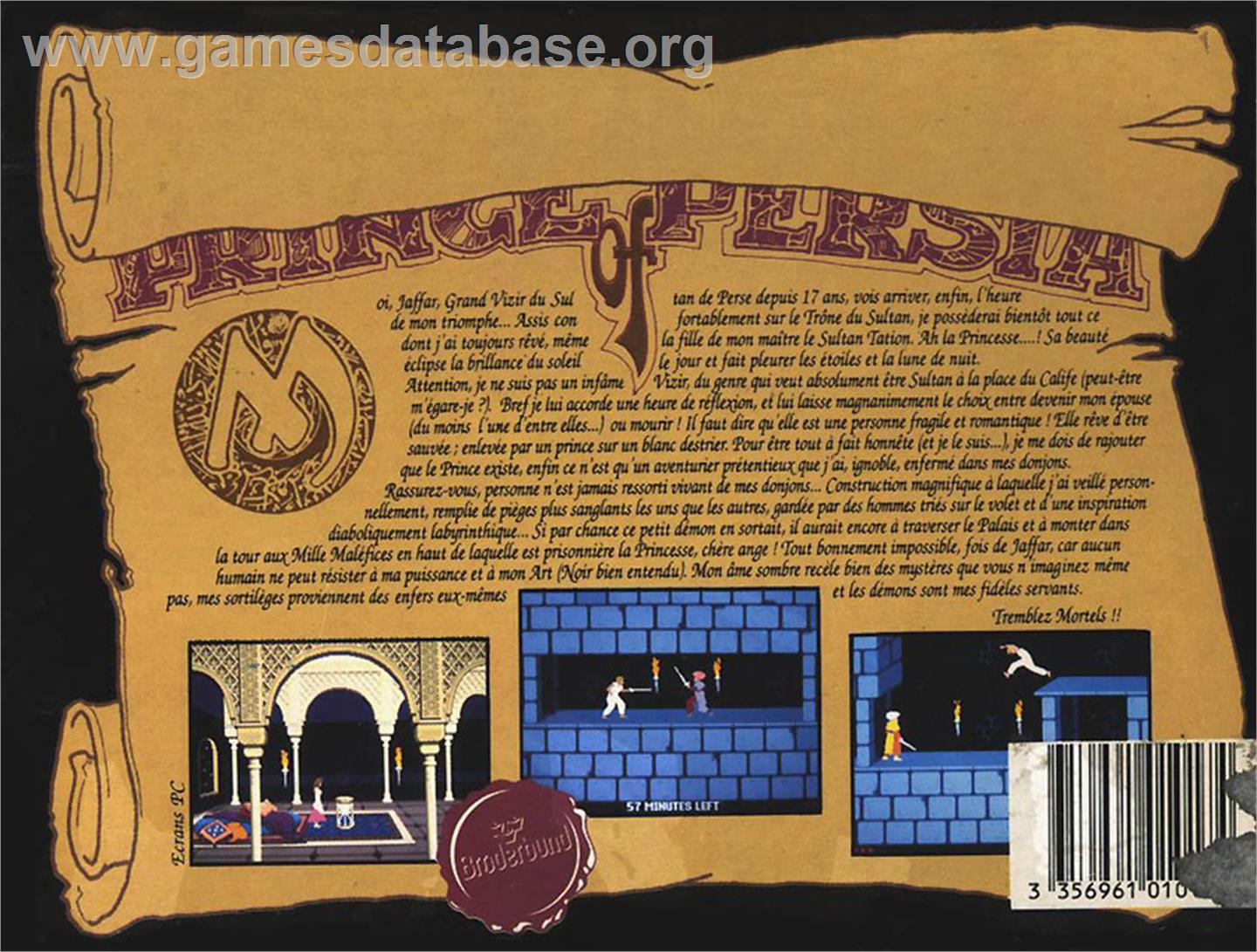Prince of Persia - Atari ST - Artwork - Box Back
