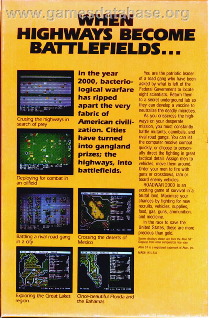 Roadwar 2000 - Atari ST - Artwork - Box Back