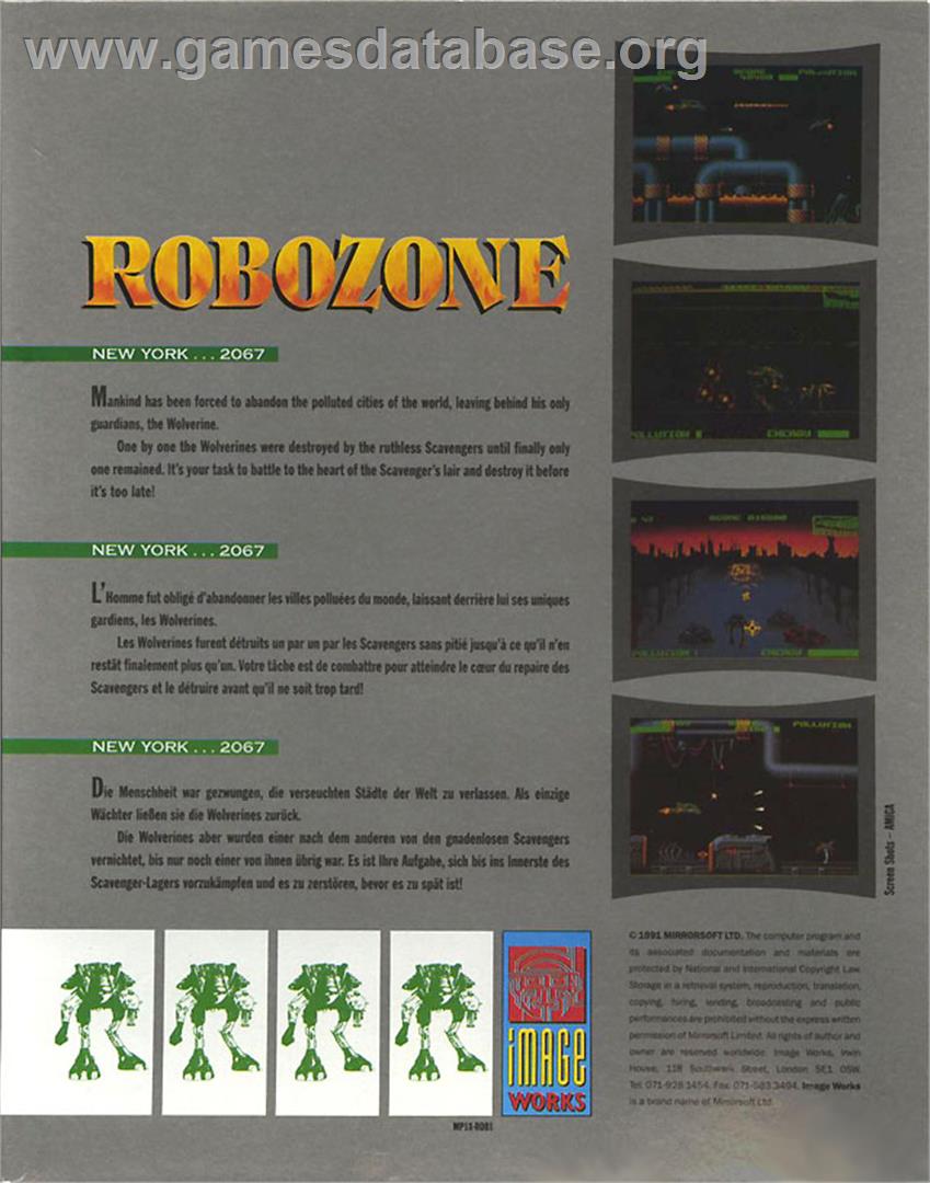Robozone - Atari ST - Artwork - Box Back