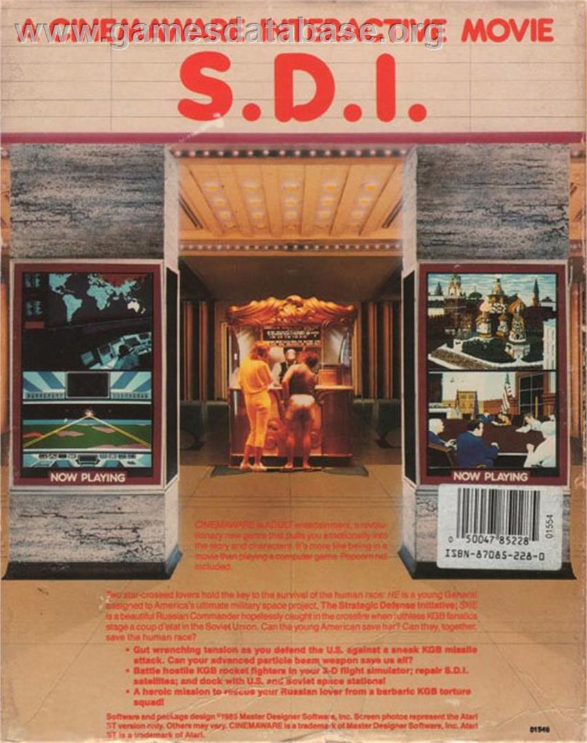 S.D.I. - Atari ST - Artwork - Box Back
