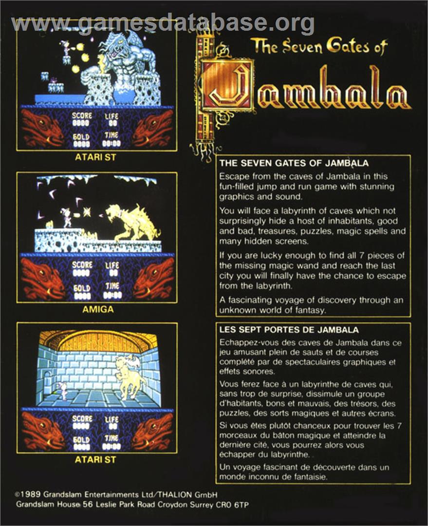 Seven Gates of Jambala - Atari ST - Artwork - Box Back
